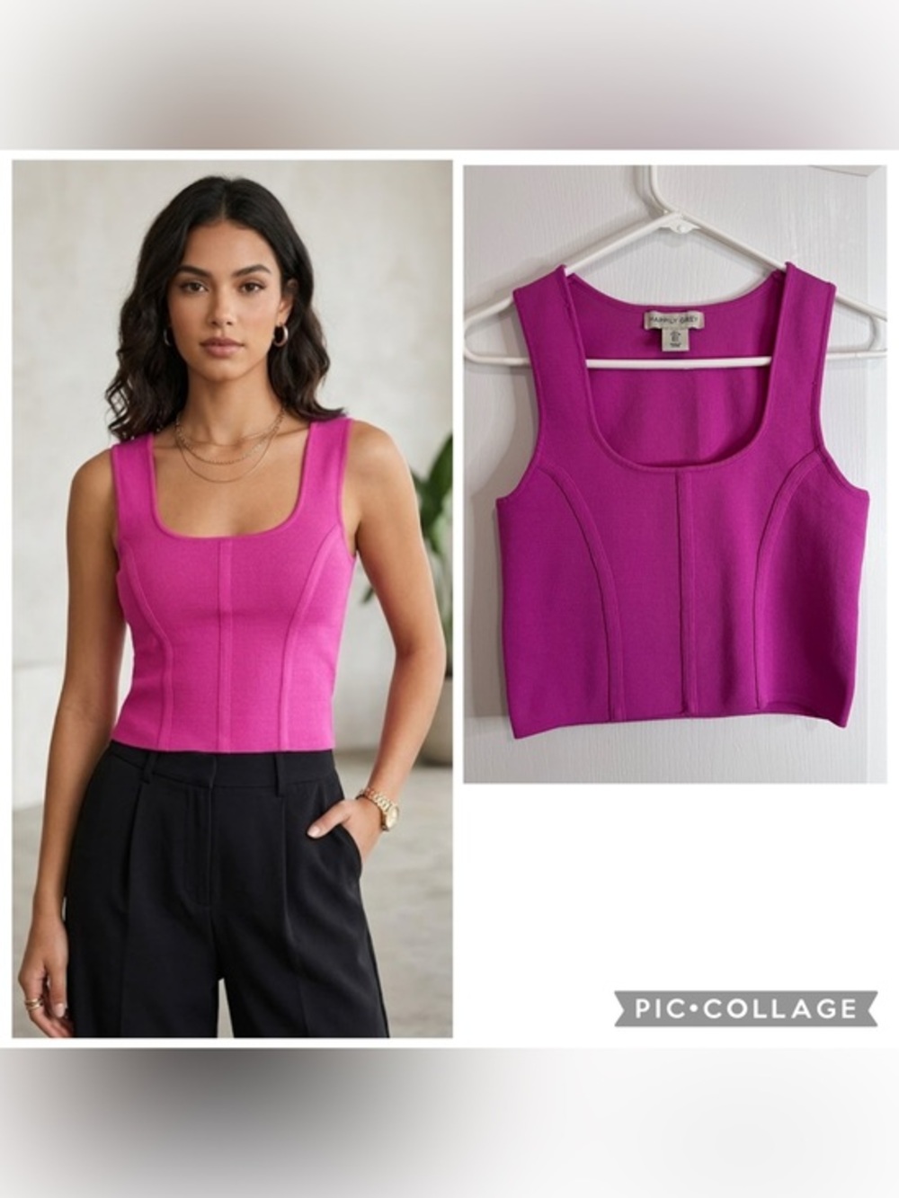 Happily grey Fuchsia Square-Neck Cropped Tank size L